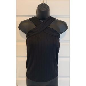 Forever‎ 21 Sleeveless Cross Strap Sleeveless Black Top Blouse